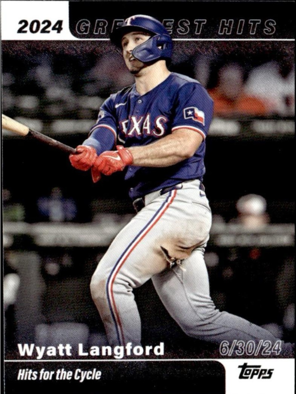 Topps 2024 Card - Black, White and Gray Text Back HITS FOR THE CYCLE